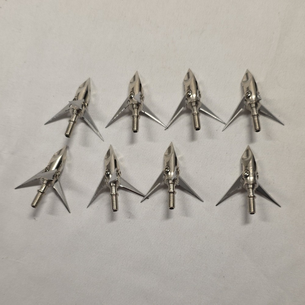 8-Pack 3-Blade Fixed Pivoting Hunting Broadheads (100/106 Grain Stainless Steel)