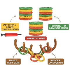 2 Set Inflatable Reindeer Ring Toss Game for Christmas Party Favors Supplies