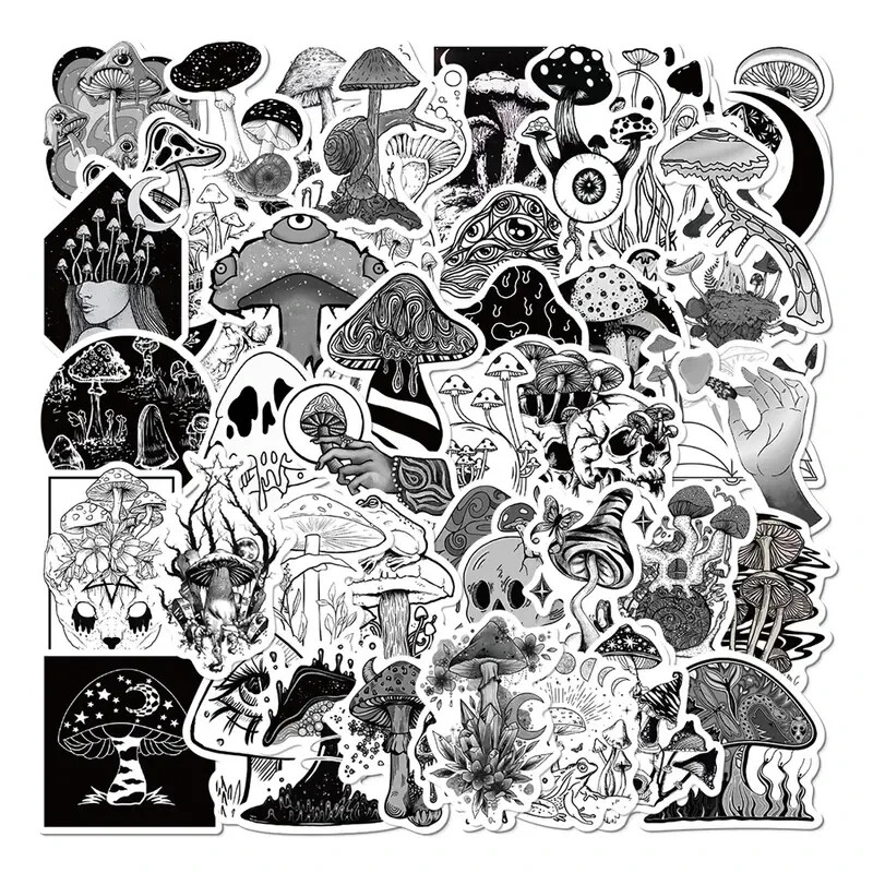 50 Pack of Mushroom Gothic Stickers for Laptop/Water Bottle/Phone Case Decals