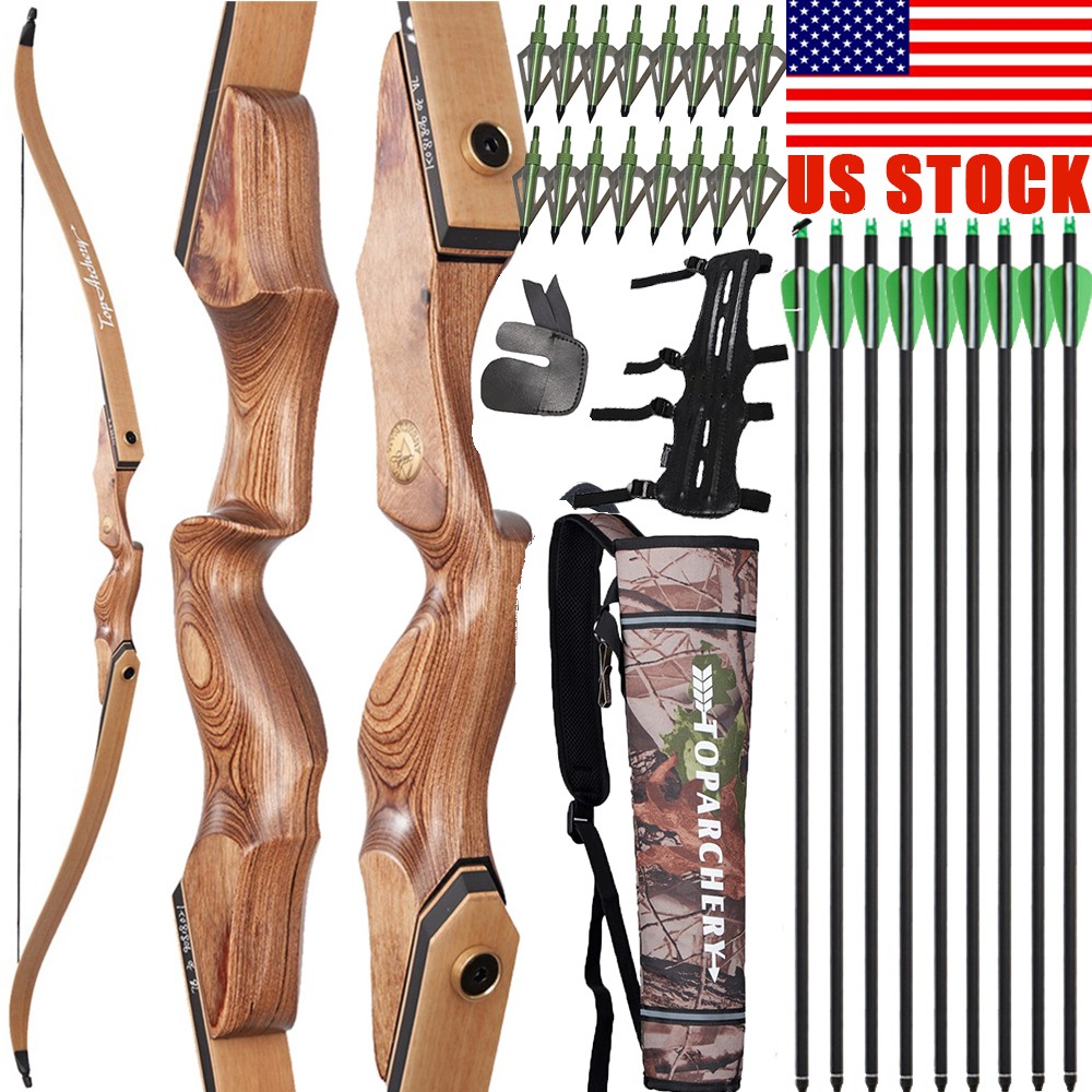 60» Takedown Recurve Bow 30-50lbs 30» Arrows Adult Archery Target Hunting RH
