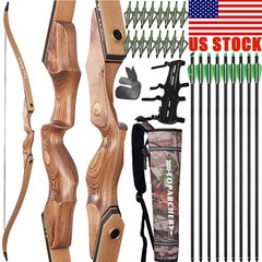 60» Takedown Recurve Bow 30-50lbs 30» Arrows Adult Archery Target Hunting RH