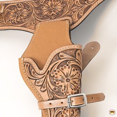 C-2-50 50 In Leather Gun Holster Hilason Western Right Hand Rig 22 Cal Cowboy
