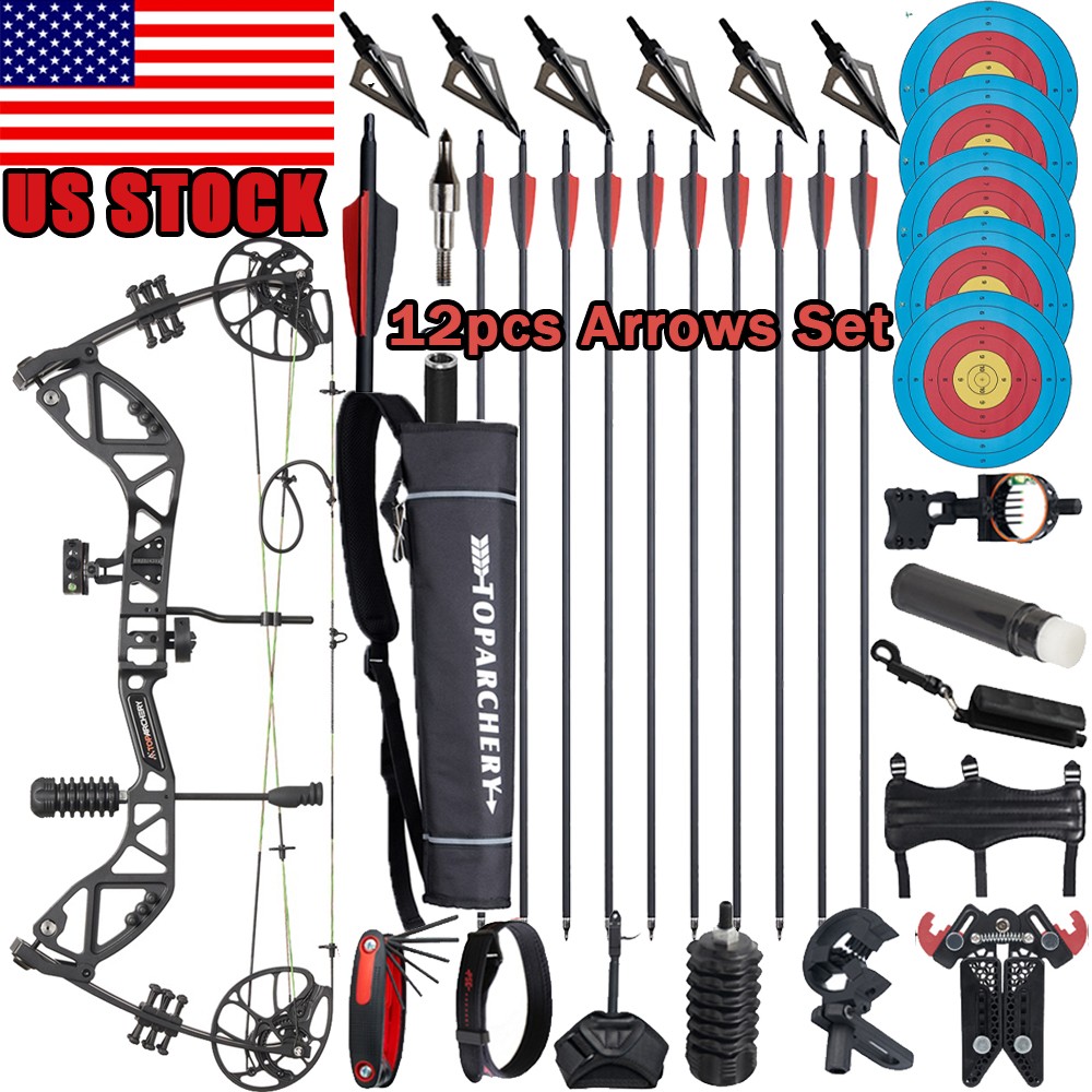 30-70lbs Archery Compound Bow Arrows 310FPS Adjustable Target Shooting RH Hunt