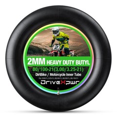 Heavy Duty 3.0/3.25-21 Butyl Rubber Inner Tube, TR4 Valve Stem, 2.1mm Thick