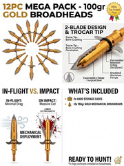 12 Pack 100gr 2-Blade Mechanical Broadheads for Compound Bow Crossbow Hunting
