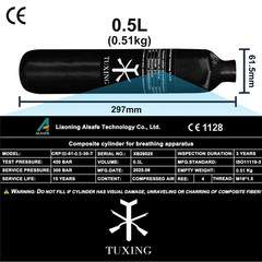 TUXING 4500psi PCP Air Tank,0.5L PCP Carbon Fiber Scuba Cylinder Paintball Tank