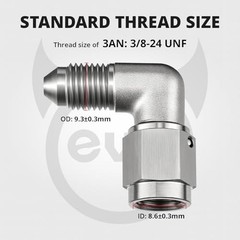 3AN Male to 3AN Female 90 Degree Swivel Brake Line Fitting, AN Adapter
