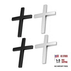 4 Pack Metal Christian Cross Car Emblems – 3D Self-Adhesive Waterproof Decals