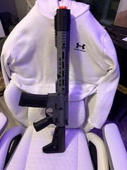6mmproshop AEG rifle, 1 magazine, 1 red dot, battery and charger