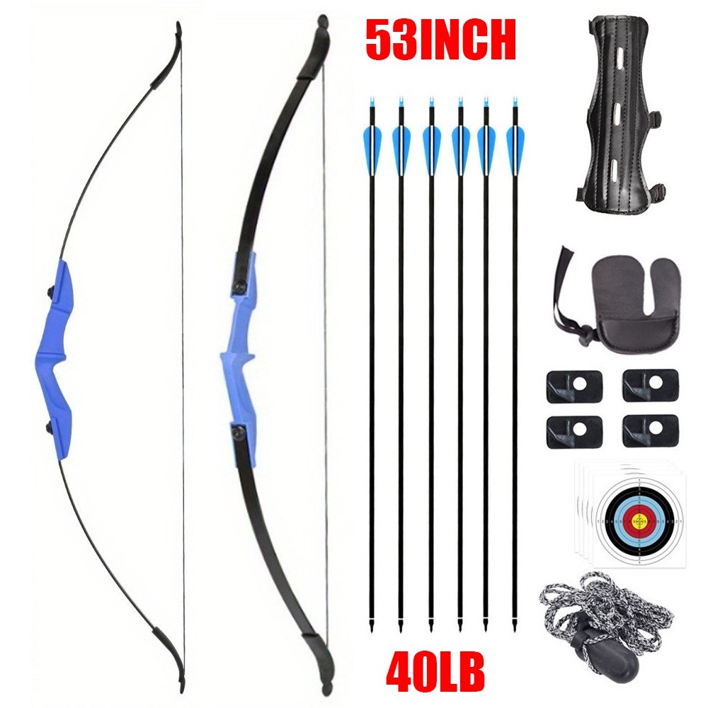 53″ 40lbs Recurve Bow&6 Arrows Archery Bow Kit for Adults/Youth/Teens Beginner