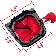 Red Suede Leather Gear Shift Knob – 6 Speed – Complete Red (6-Speed Style)