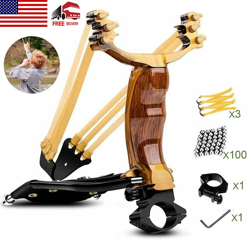 Pro Hunting Slingshot with Folding Wrist Support High Velocity Catapult Shooter