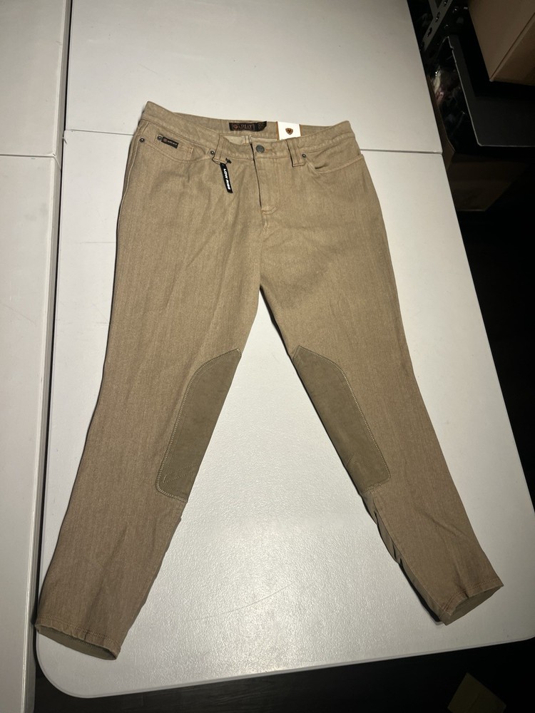 Ariat Breeches Women’s 32 L Brown Tek Denim Equestrian Riding Knee 32×27 NEW