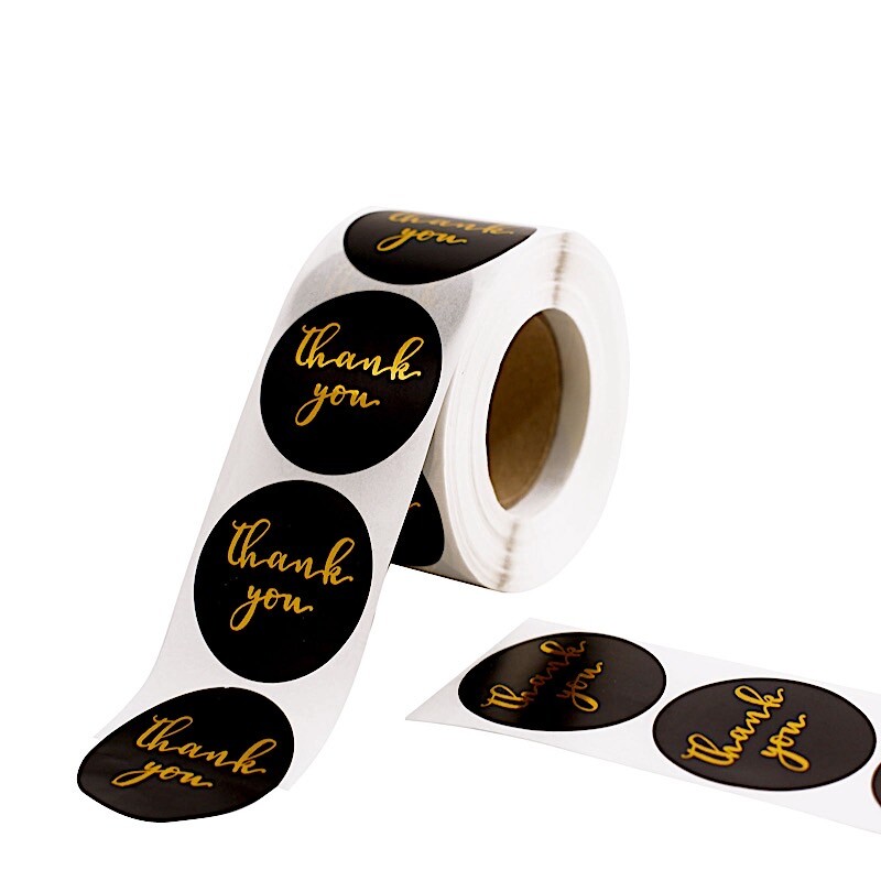 500 Black Gold 1.5″ Round Self Adhesive Thank You STICKERS DIY Crafts Labels