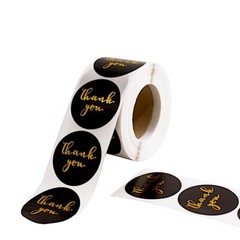 500 Black Gold 1.5″ Round Self Adhesive Thank You STICKERS DIY Crafts Labels