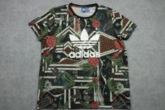 Adidas Shirt Womens XL Black Trefoil Logo Floral Geo Print Graphic Tee