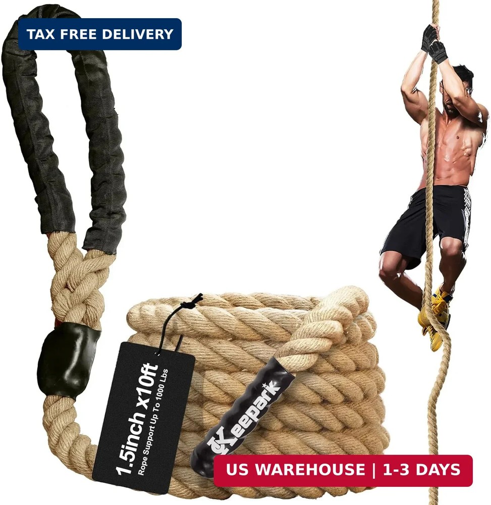 Climbing Rope Gym Exercise Ropes – 1.5 Inch Diameter 10FT 15FT 20FT 25FT 30FT 35