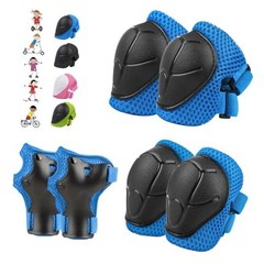 6PCS Kids Protective Gear Set, Knee Pads for Kids 3-14 Years S(3-10years) Blue