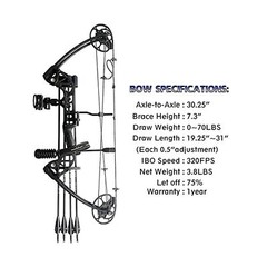 Compound Bow Draw Weight 0-70 Lbs for Pull Beginner and Intermediate Archer F…