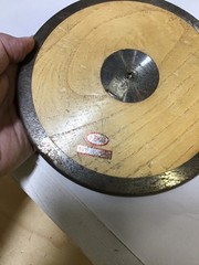 Track & Field Antique Throwing Discus, Wood With Metal Rim, Vintage 1.6KG 8”