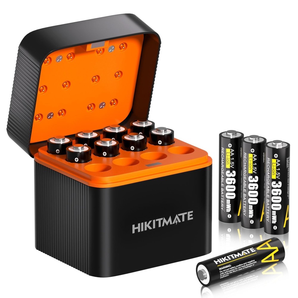3600mWh Rechargeable Lithium AA Batteries with Charger-12 Pack, 1.5V Double A…