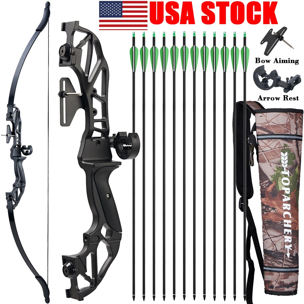 20-55lb Archery 53″ Takedown Recurve Bow Adults Shooting Hunting Arrows Target