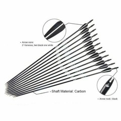12Pcs 28″/30″ Carbon Archery Arrows Shaft Spine 500 with Removable Tips Target