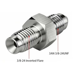 3AN Male to 3AN 3/8-24 Male Inverted Flare 3AN TO 3/8-24 Inverted Fitting(2pcs)