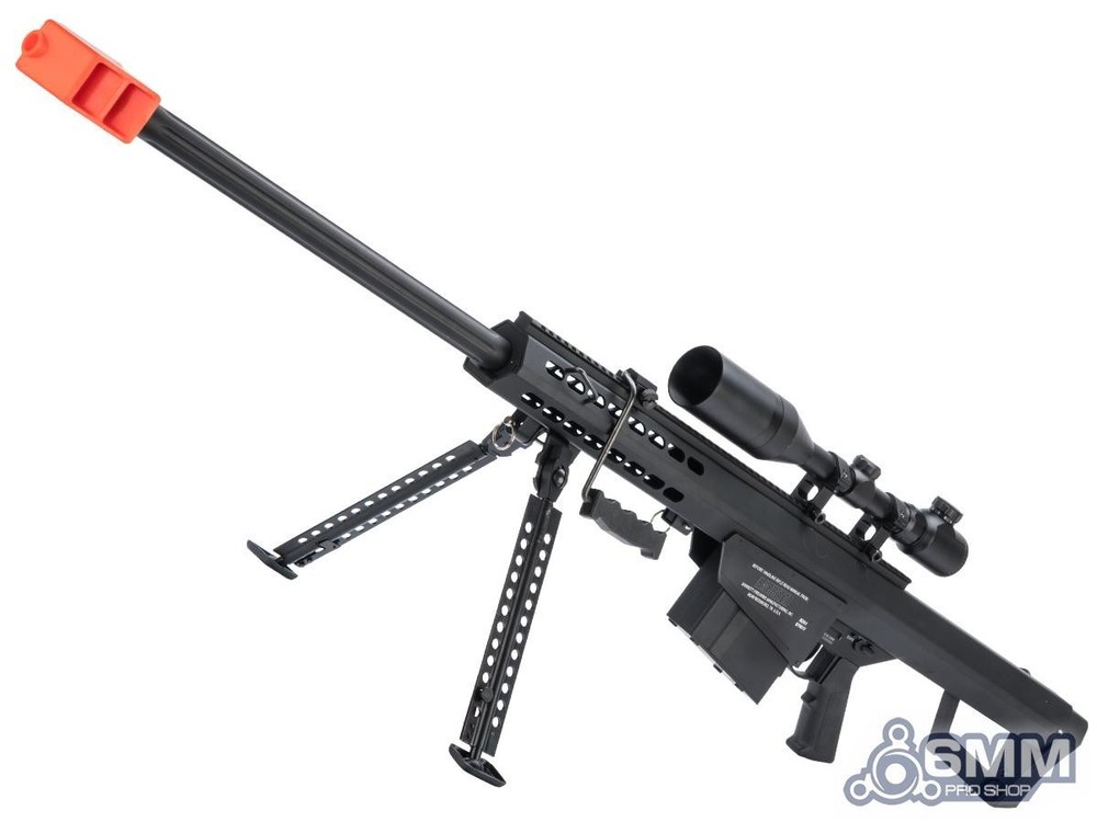 6mmProShop Barrett Licensed M82A1 Bolt-Action Airsoft Spring Sniper Rifle Black