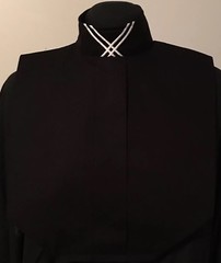 English Hunt Seat Ratcatcher Black Show Bib Dickie White Collar Embellishment