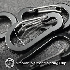 10 PCS Mini Carabiner Clips with Key Rings Aluminum D Shape Large, Black