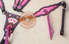 Western Tack Set Horse | Pink Gator Gambler Tooling Tack Set