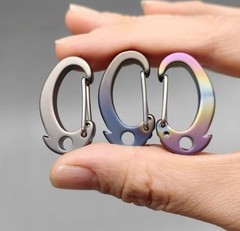 1 PC Small Titanium Alloy Carabiner Spring Snap Hook Clip w/ Keyring Key Holder