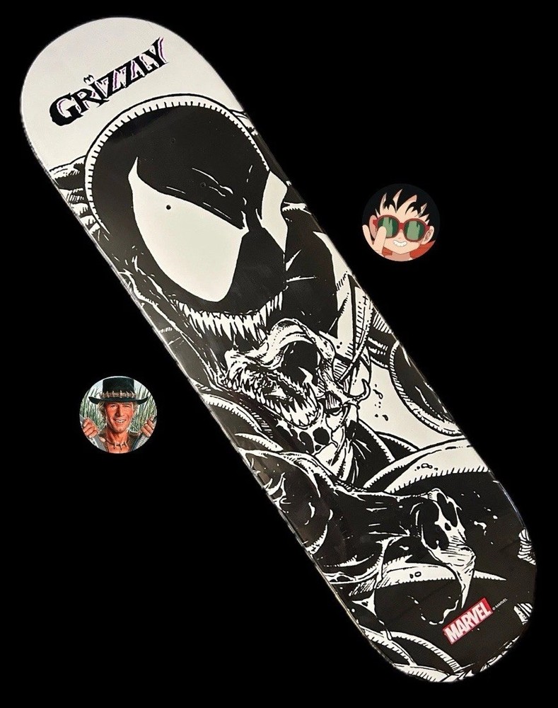 RARE Grizzly x Marvel Venom Spiderman Skateboard Deck Limited Stan Lee Comic NEW