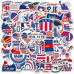 30Pcs Random Patriotic 4th of July American Independence Memorial Day Sticker