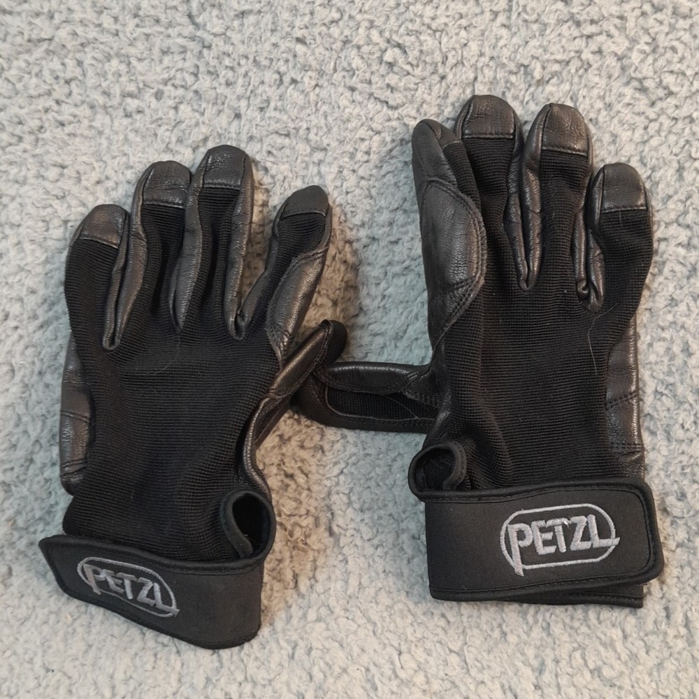 Petzl Cordex Medium Black Breathable Gloves Climbing Rappelling Leather/Neoprene