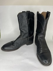 Justin black leather cowboy boots pointed toe J40594 Men Sz 8.5D Made In USA