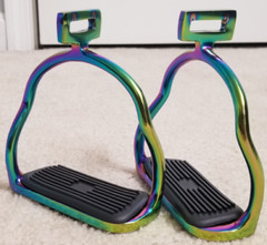Rainbow Multi Color 4.75″ Horse Safety Saddle Stirrups Double Bend Stainless