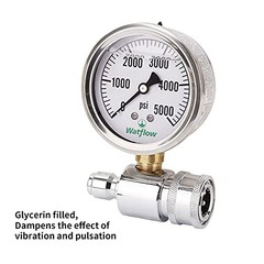 2-1/2″ Pressure Washer Pressure Gauge Kit, 3/8 Inch Quick Connect, 0-5000 PSI,