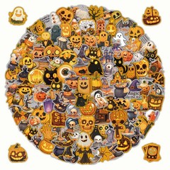 200Pcs Vintage Style Halloween Sticker Pack – Waterproof Matte Vinyl – Pumpkin