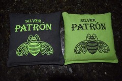 Eight Quality Cornhole Bags Silver Patron! Green & Black! Whole Corn or Pellets!
