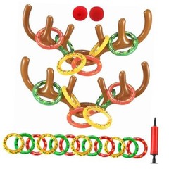 2 Set Inflatable Reindeer Ring Toss Game for Christmas Party Favors Supplies