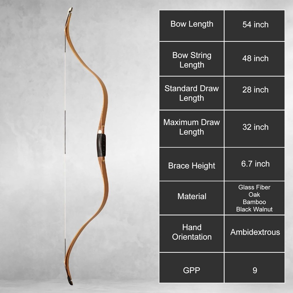 AF Archery Oak & Bamboo Tatar Recurve Bow 54″ 40lbs Traditional Horse Bow