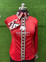 Red Western Show Shirt | Crystal Rhinestone Apparel