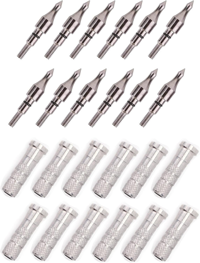 Aluminum Arrow Inserts .244/6.20Mm & 100 Grain Bullet Field Points for Carbon Ar