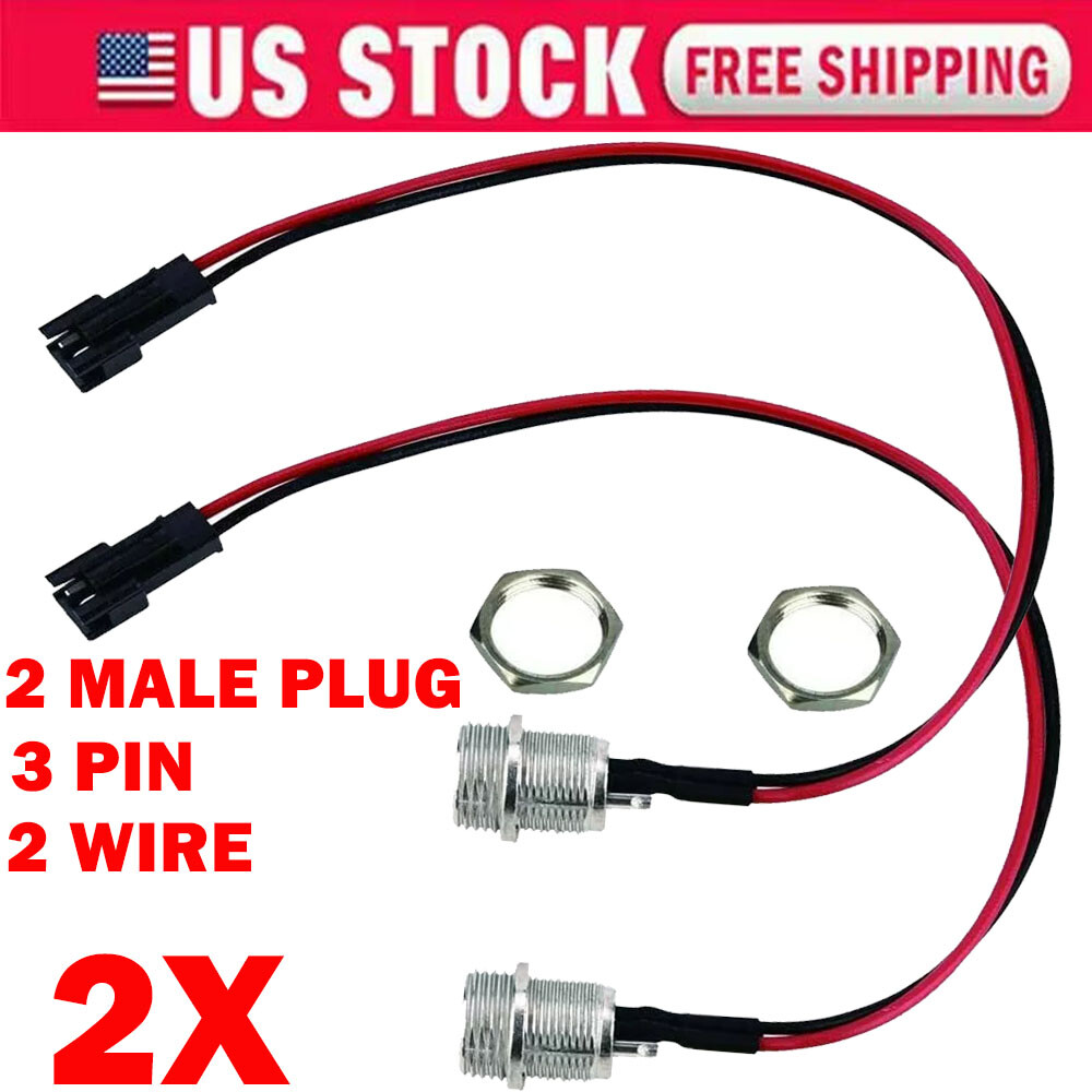 2X 3-Pin 2 Male Plug 2 Wire Hoverboard Charging Port For Scooter Charger Cable