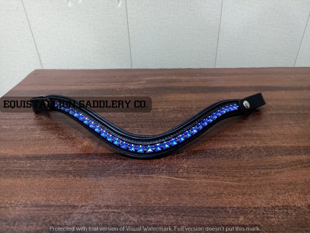 High-Quality Leather Browband with Crystals for Stylish Horse Riding