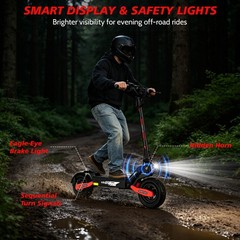 EOEOTWO Electric Scooter for Adults 1200W 30MPH 25Mile Foldable Offroad Escooter