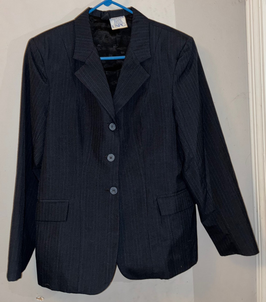 WOMENS 14 DEVON-AIRE CONCOUR ELITE NAVY PINSTRIPE ENGLISH HUNT COAT