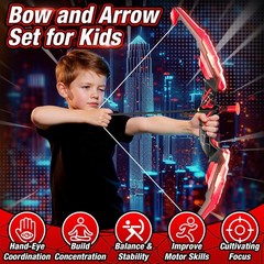 HYES Bow and Arrow for Kids LED Light Up Archery Set with 12 Suction Cup Arrows